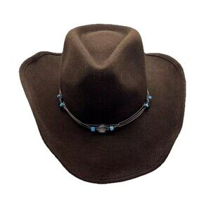 Cappelli Straworld Womens Western Hat Wool Beaded Trim Brown Flexible Boho OS